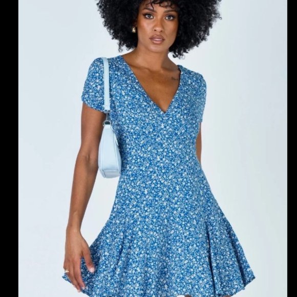 Princess Polly Dresses & Skirts - Princess Polly Blue Flora Dress (NWT)